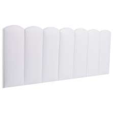 Cabeceira Casal Estofada Para Cama Box Kit 7 Placas Adesivas - Modelo Nuvem Courino Branco