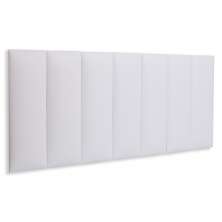 Cabeceira Casal Estofada Para Cama Box Kit 7 Placas Adesivas - Modelo Reta Courino Branco