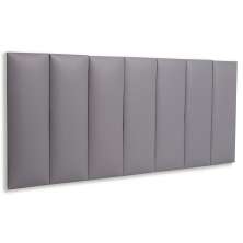 Cabeceira Casal Estofada Para Cama Box Kit 7 Placas Adesivas - Modelo Reta Courino Cinza