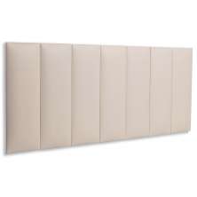 Cabeceira Casal Estofada Para Cama Box Kit 7 Placas Adesivas - Modelo Reta Courino Off White