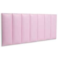 Cabeceira Casal Estofada Para Cama Box Kit 7 Placas Adesivas - Modelo Reta Courino Rosa