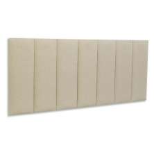 Cabeceira Casal Estofada Para Cama Box Kit 7 Placas Adesivas - Modelo Reta Linho Cru