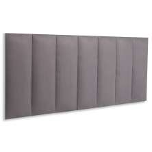 Cabeceira Casal Estofada Para Cama Box Kit 7 Placas Adesivas - Modelo Reta Suede Cinza