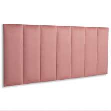 Cabeceira Casal Estofada Para Cama Box Kit 7 Placas Adesivas - Modelo Reta Veludo Rosê