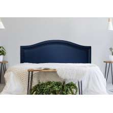 Cabeceira Casal Para Cama Box Curva 140x60 Courino Azul - Tachas Fumê