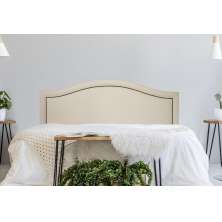 Cabeceira Casal Para Cama Box Curva 140x60 Courino Off White - Fumê