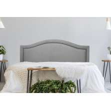 Cabeceira Casal Para Cama Box Curva 140x60 Suede Cinza - Tachas Fumê