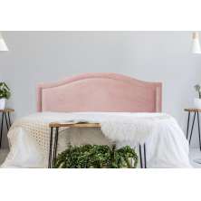 Cabeceira Casal Para Cama Box Curva 140x60 Veludo Rosê - Tachas Prata