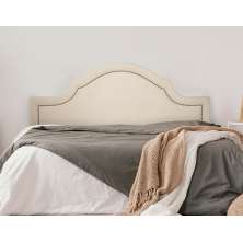 Cabeceira Casal Para Cama Box Provençal 140x60 Suede Off White - Tachas Prata