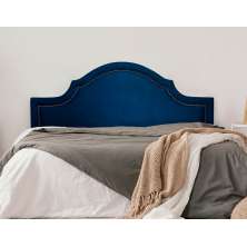 Cabeceira Casal Para Cama Box Provençal 140x60 Veludo Azul - Tachas Fumê