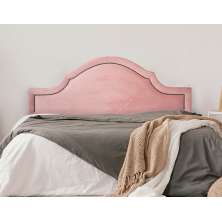 Cabeceira Casal Para Cama Box Provençal 140x60 Veludo Rosê - Tachas Fumê