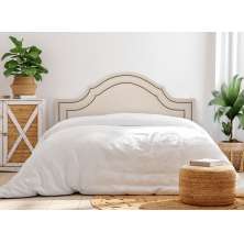 Cabeceira Casal Para Cama Box Provençal Dupla 140x60 Courino Off White - Tachas Fumê