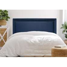 Cabeceira Casal Reta Luxo 140x60 Courino Azul - Tachas Fumê