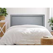 Cabeceira Casal Reta Luxo 140x60 Courino Cinza - Tachas Fumê