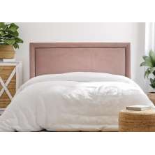 Cabeceira Casal Reta Luxo 140x60 Veludo Rosê  - Tachas Fumê