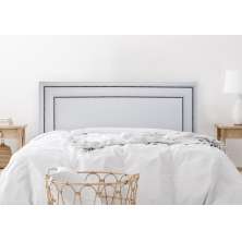 Cabeceira King Estofada Para Cama Box 193cm x 60cm Reta Luxo Dupla - Courino Branco com Tachas Fumê