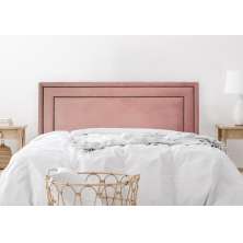 Cabeceira King Estofada Para Cama Box 193cm x 60cm Reta Luxo Dupla - Veludo Rosê com Tachas Fumê