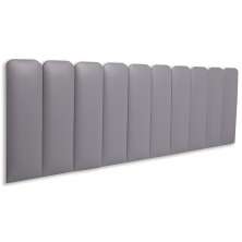 Cabeceira King Estofada Para Cama Box Kit 10 Placas Adesivas - Modelo Arredondada Courino Cinza