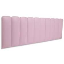 Cabeceira King Estofada Para Cama Box Kit 10 Placas Adesivas - Modelo Arredondada Courino Rosa