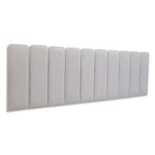 Cabeceira King Estofada Para Cama Box Kit 10 Placas Adesivas - Modelo Arredondada Linho Gelo