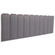 Cabeceira King Estofada Para Cama Box Kit 10 Placas Adesivas - Modelo Arredondada Suede Cinza