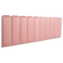 Cabeceira King Estofada Para Cama Box Kit 10 Placas Adesivas - Modelo Arredondada Veludo Rosê