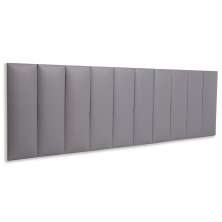 Cabeceira King Estofada Para Cama Box Kit 10 Placas Adesivas - Modelo Reta Courino Cinza