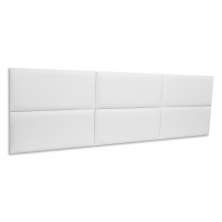 Cabeceira King Estofada Para Cama Box Kit 6 Placas Adesivas - Modelo Retangular  Courino Branco