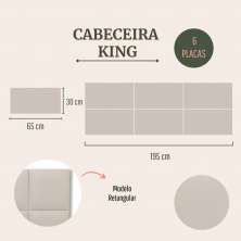 Cabeceira King Estofada Para Cama Box Kit 6 Placas Adesivas - Modelo Retangular  Courino Off White