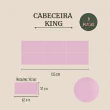 Cabeceira King Estofada Para Cama Box Kit 6 Placas Adesivas - Modelo Retangular  Courino Rosa