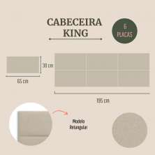 Cabeceira King Estofada Para Cama Box Kit 6 Placas Adesivas - Modelo Retangular  Linho Cru