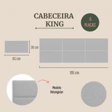 Cabeceira King Estofada Para Cama Box Kit 6 Placas Adesivas - Modelo Retangular  Linho Gelo