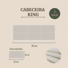 Cabeceira King Estofada Para Cama Box Kit 6 Placas Adesivas - Modelo Retangular  Suede Off White