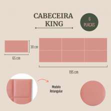 Cabeceira King Estofada Para Cama Box Kit 6 Placas Adesivas - Modelo Retangular  Veludo Rosê