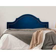 Cabeceira King Para Cama Box Provençal 193x60 Veludo Azul - Tachas Prata