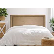 Cabeceira King Reta Luxo 193x60 Suede Bege - Tachas Fumê