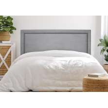Cabeceira King Reta Luxo 193x60 Suede Cinza - Tachas Fumê