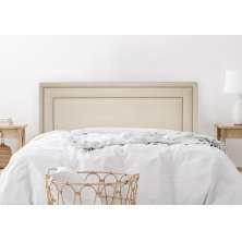 Cabeceira Queen Estofada Para Cama Box 160cm x 60cm Reta Luxo Dupla - Suede Off White com Tachas Prata