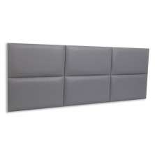 Cabeceira Queen Estofada Para Cama Box Kit 6 Placas Adesivas - Modelo Retangular  Courino Cinza