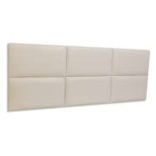Cabeceira Queen Estofada Para Cama Box Kit 6 Placas Adesivas - Modelo Retangular  Courino Off White