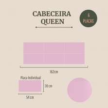 Cabeceira Queen Estofada Para Cama Box Kit 6 Placas Adesivas - Modelo Retangular  Courino Rosa