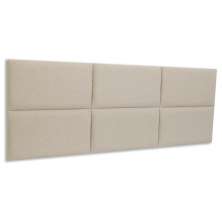 Cabeceira Queen Estofada Para Cama Box Kit 6 Placas Adesivas - Modelo Retangular  Linho Cru