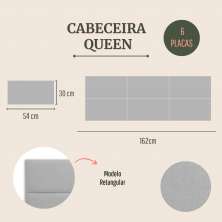 Cabeceira Queen Estofada Para Cama Box Kit 6 Placas Adesivas - Modelo Retangular  Linho Gelo