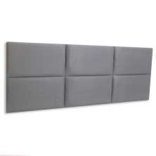 Cabeceira Queen Estofada Para Cama Box Kit 6 Placas Adesivas - Modelo Retangular  Suede Cinza