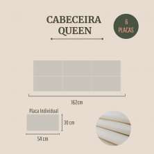 Cabeceira Queen Estofada Para Cama Box Kit 6 Placas Adesivas - Modelo Retangular  Suede Off White
