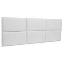 Cabeceira Queen Estofada Para Cama Box Kit 6 Placas Adesivas - Modelo Retangular Courino Branco