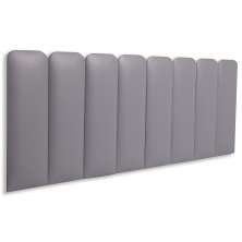 Cabeceira Queen Estofada Para Cama Box Kit 8 Placas Adesivas - Modelo Arredondada Courino Cinza
