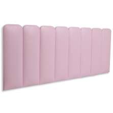 Cabeceira Queen Estofada Para Cama Box Kit 8 Placas Adesivas - Modelo Arredondada Courino Rosa