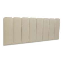 Cabeceira Queen Estofada Para Cama Box Kit 8 Placas Adesivas - Modelo Arredondada Linho Cru