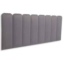 Cabeceira Queen Estofada Para Cama Box Kit 8 Placas Adesivas - Modelo Arredondada Suede Cinza